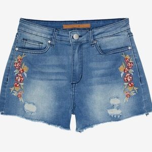 Joe’s jeans Girls' The Flower Embroidered Cut Off Denim Shorts - 12 years old